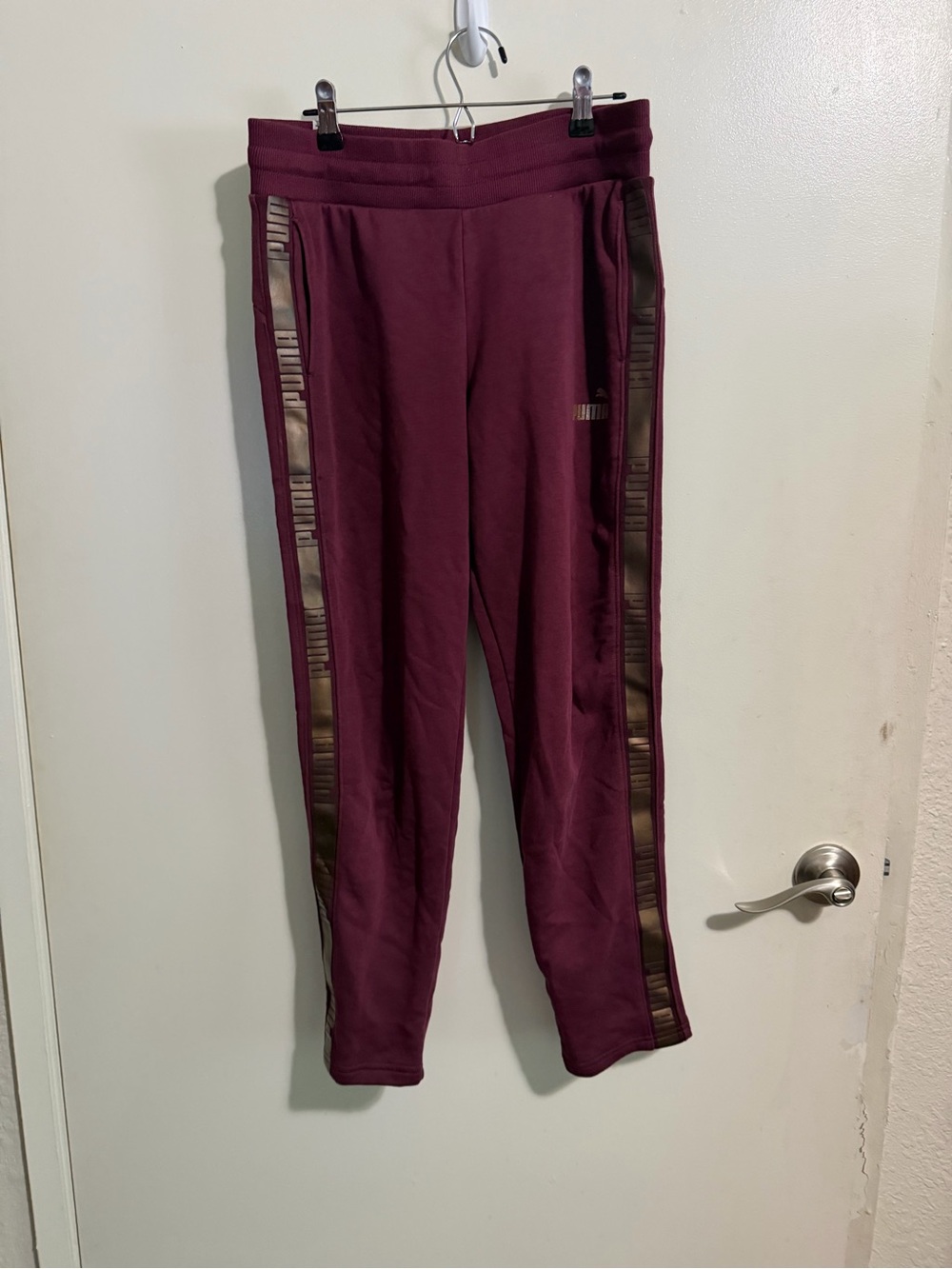 Puma Maroon Sweatpants with Grey Logo Tag